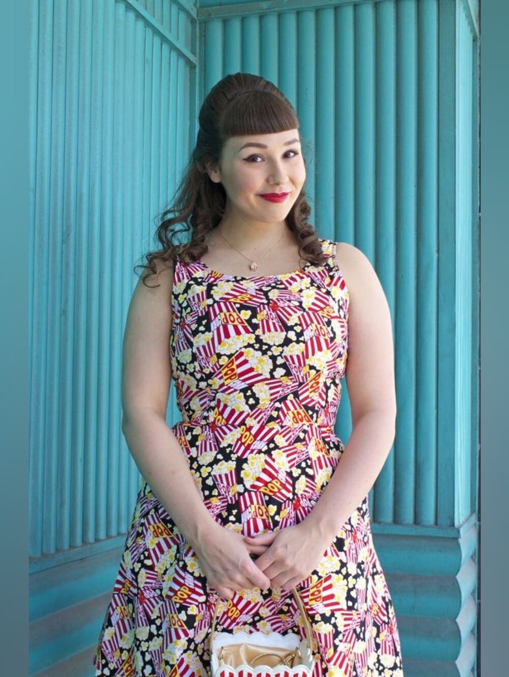 Retrolicous Popcorn Print Skater Dress Size XL - Picture 5 of 11